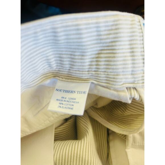 Southern Tide 34 Striped Shorts Mens Shipjack Brown‎ White Classic Fit Cotton - Picture 10 of 10
